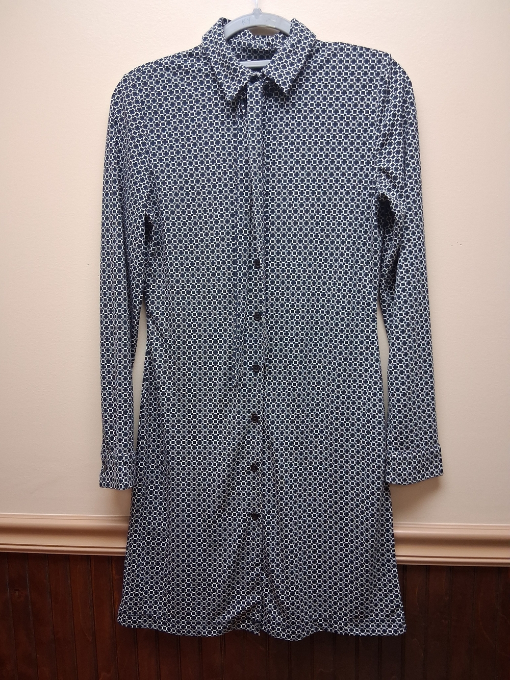 Mossimo Long-Sleeve Button-Front Shirt Dress Y2K Retro Business Casual Size 6